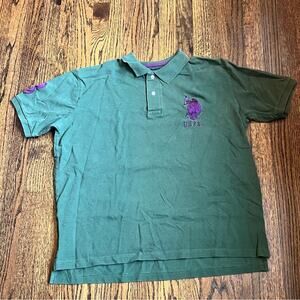 U.S. Polo Assn. Green Polo Shirt Short Sleeves Collared Preppy Vintage Men's XL